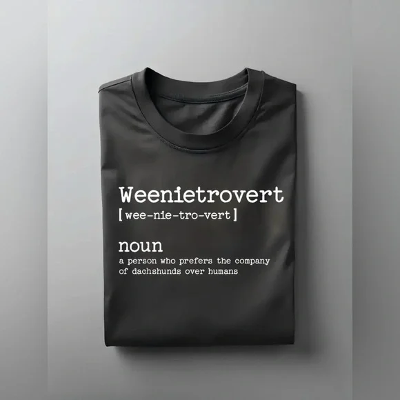 NEW Black Graphic Cotton Tee with Weenietrovert Print - Picture 1 of 2